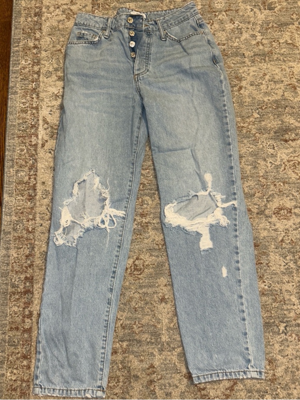 Forever 21 Light Blue Distressed Boyfriend Jeans